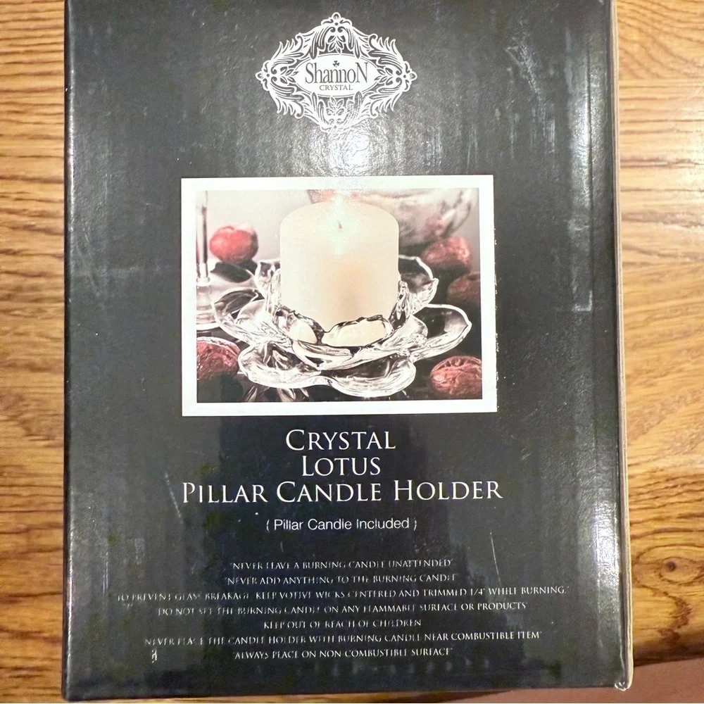 Shannon Crystal Lotus Pillar Candle Holder By Godinger 3” NIB